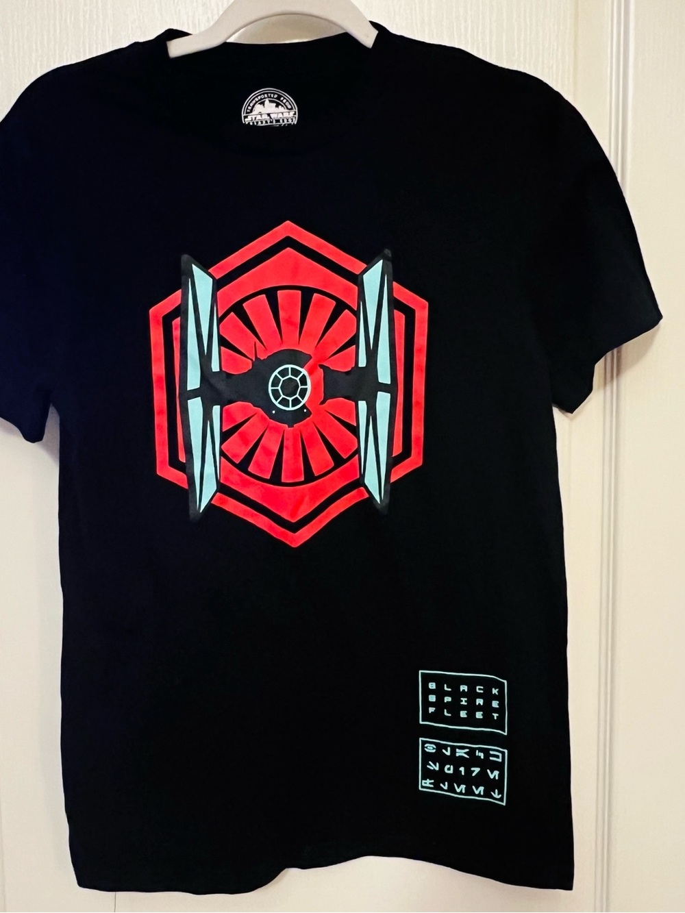 Star Wars Black Tee with Red First Order Emblem and Light Blue Accents